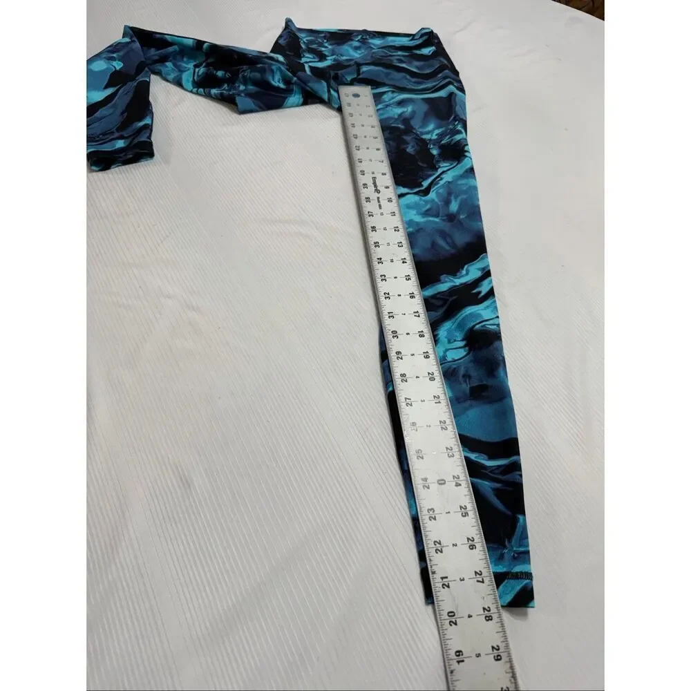 Lululemon Blue and Black Marble Print Leggings Size 6